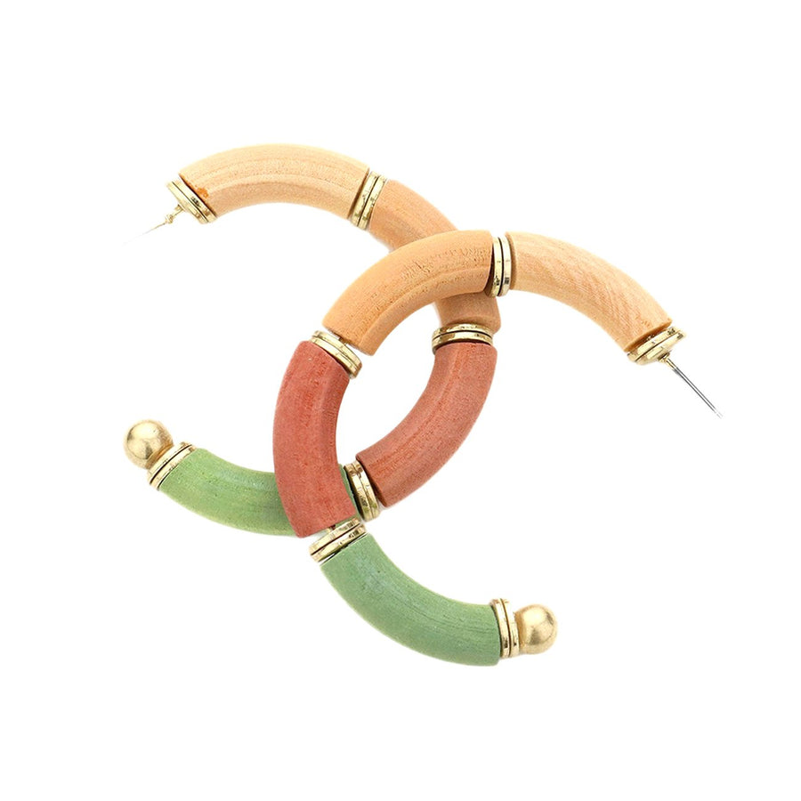 Multi Color Wood Hoop Earrings