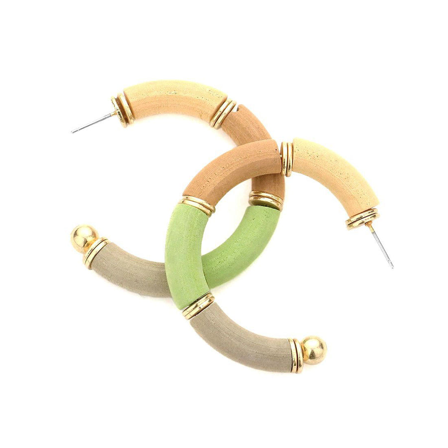 Multi Color Wood Hoop Earrings