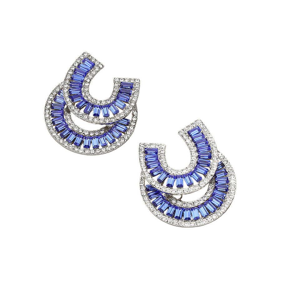 Multi Color Embellished Stone Double Horseshoe Earrings