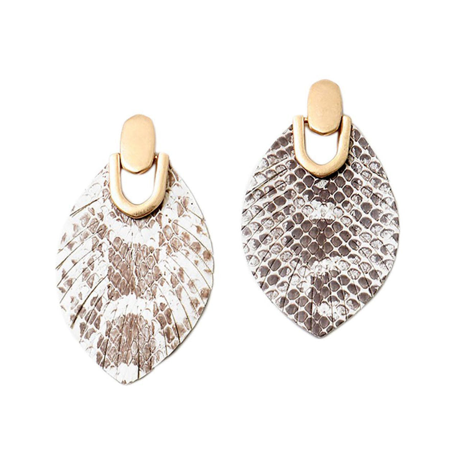 Luxurious Tan Snake Genuine Leather Dangle Earrings