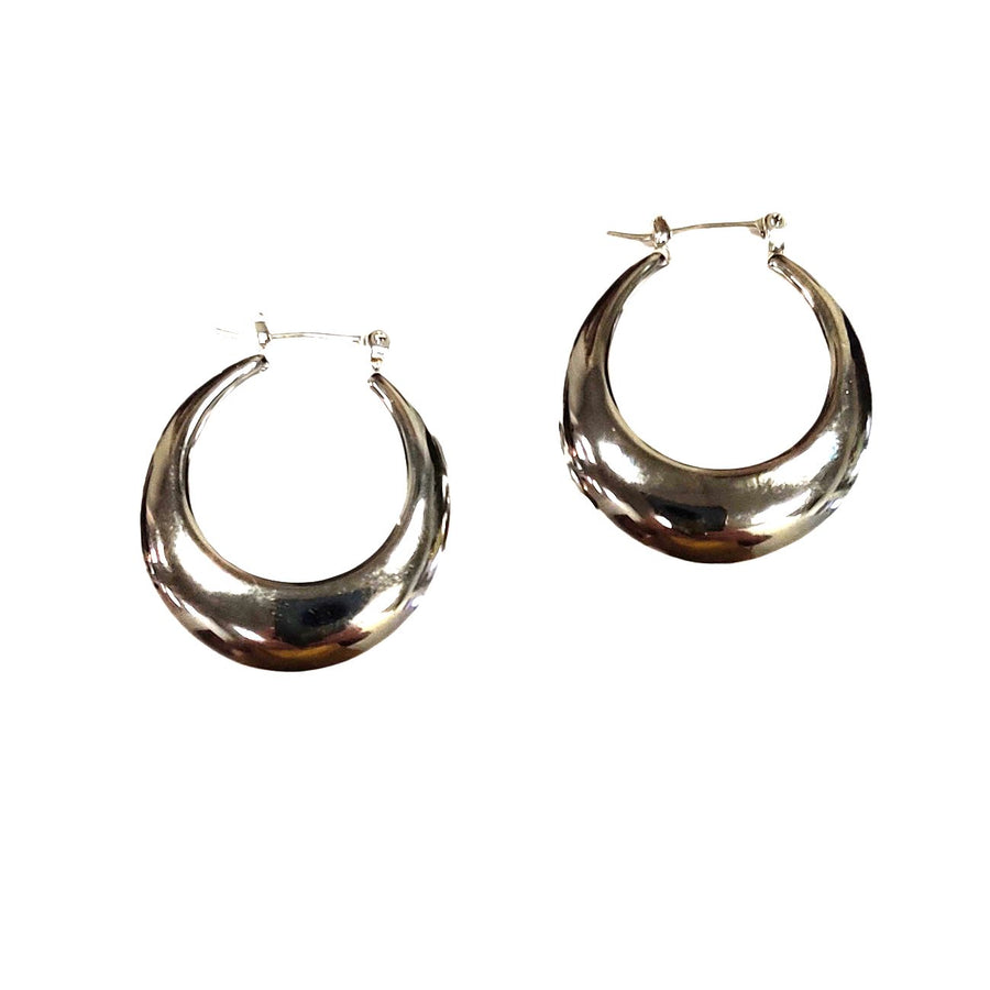 Silver Hoop Pin Catch Earrings