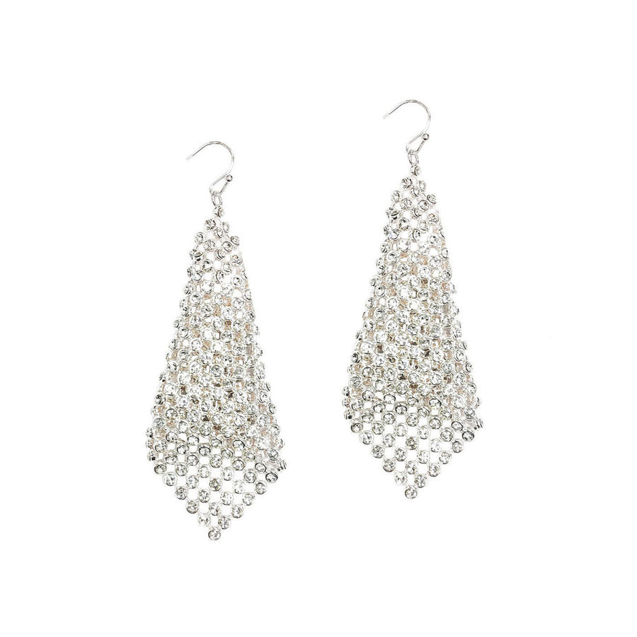 Glitter Silver Rhinestone Mesh Dangle Earrings – TigerLilyBloom™