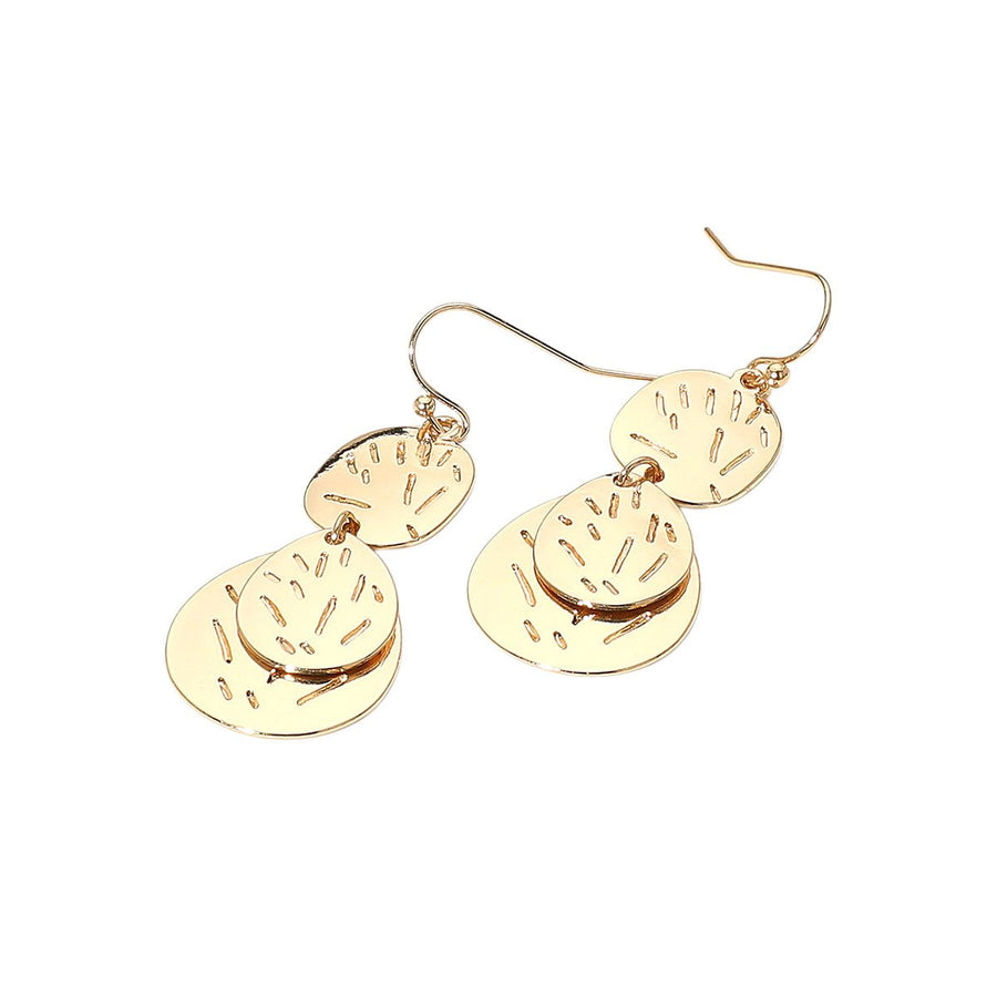 Gold Silver Metal Disc Dangle Earrings