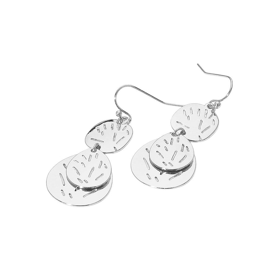 Gold Silver Metal Disc Dangle Earrings