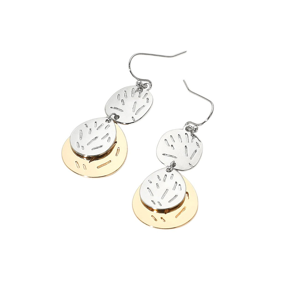 Gold Silver Metal Disc Dangle Earrings