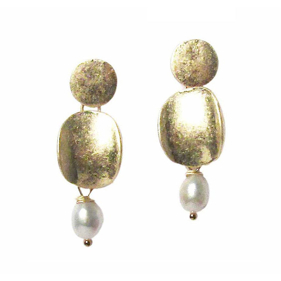 Vintage Inspired Gold Pearly Drop Earrings