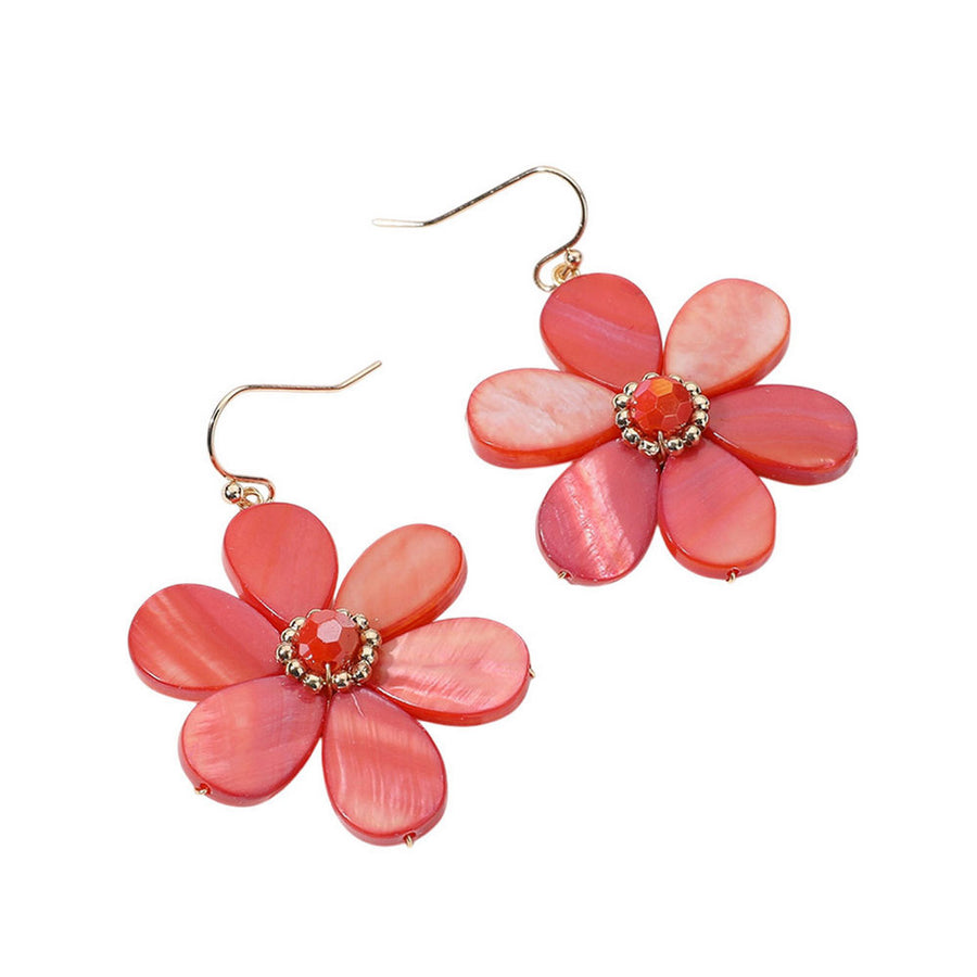 Fuchsia Resin Floral Dangle Earrings