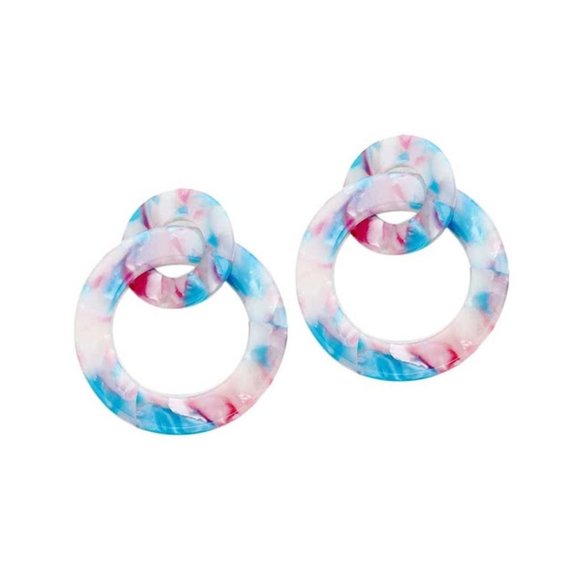 Multi Pastel Pop Art Hoop Earrings