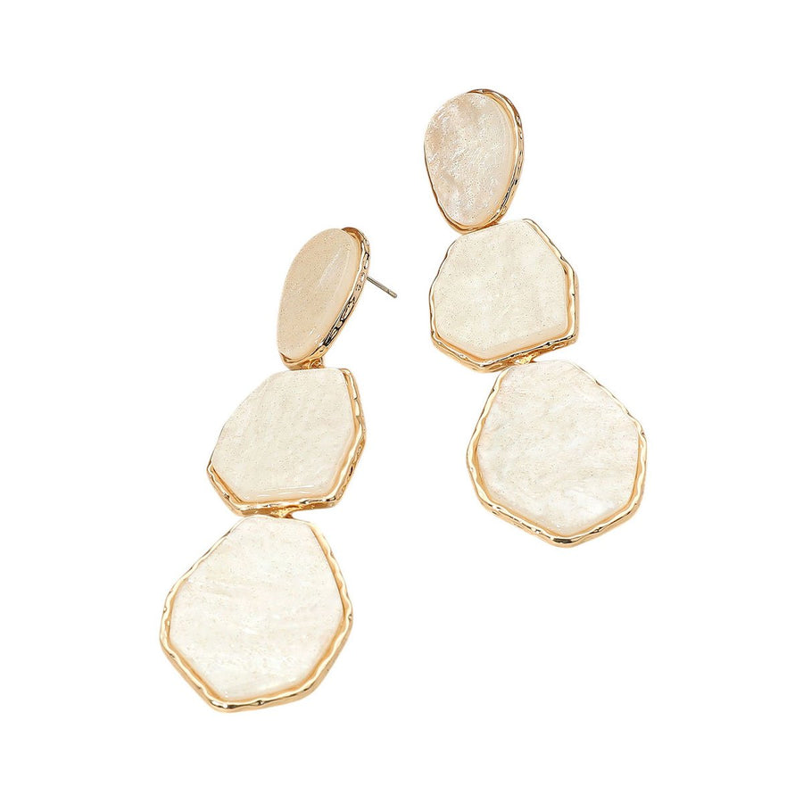 Brown Geometric Glitter Resin Plate Dangle Earrings