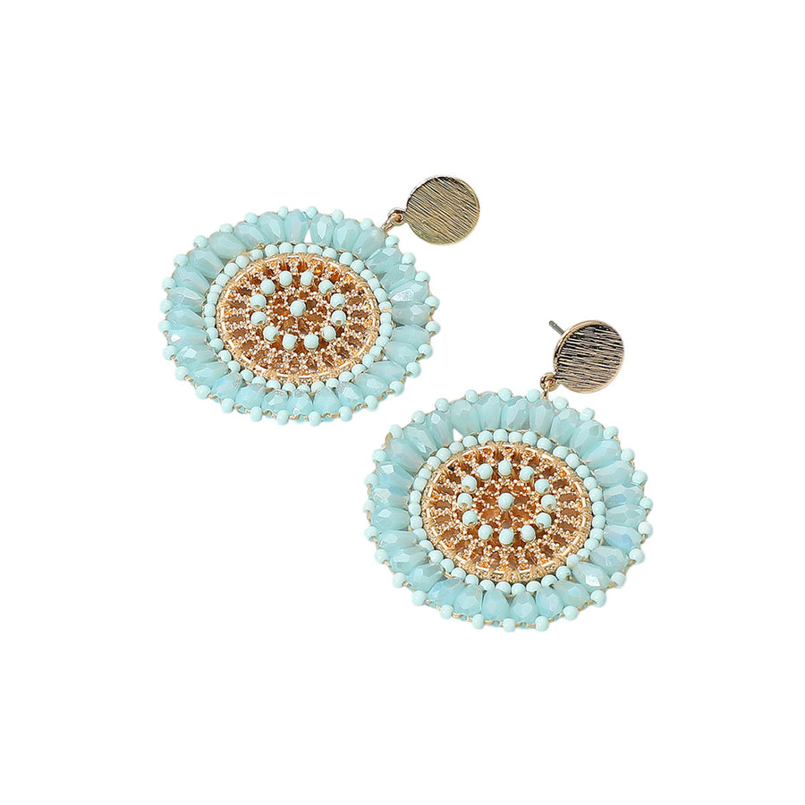 Boho Peach Faceted Beaded Round Dangle Earrings