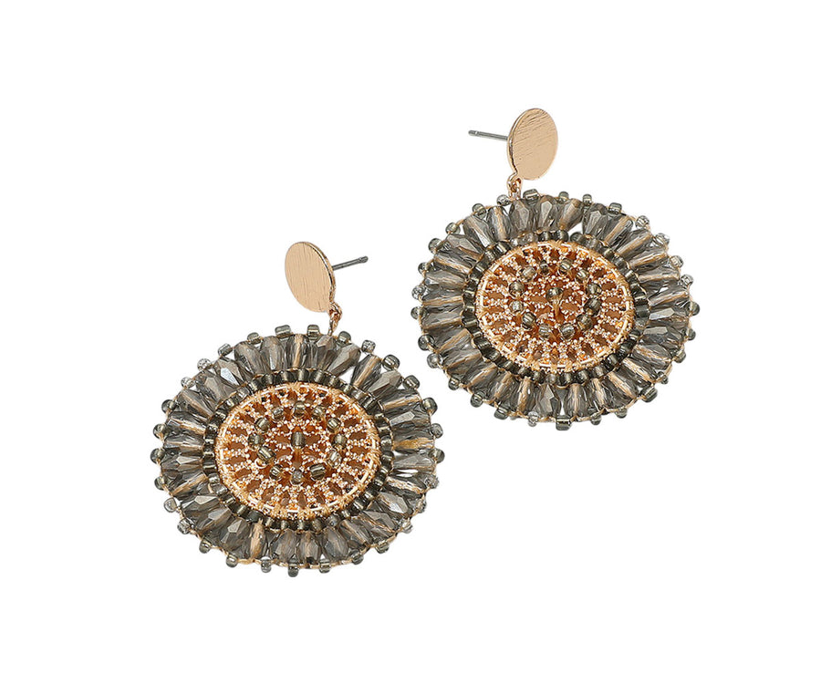Boho Peach Faceted Beaded Round Dangle Earrings