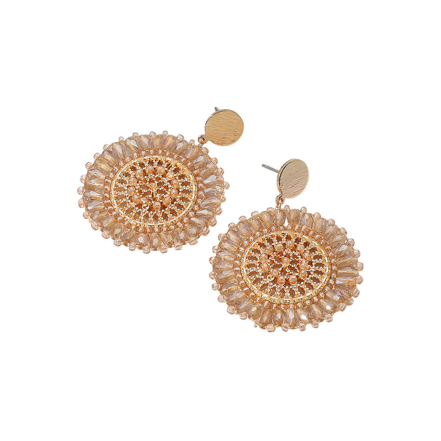 Boho Peach Faceted Beaded Round Dangle Earrings