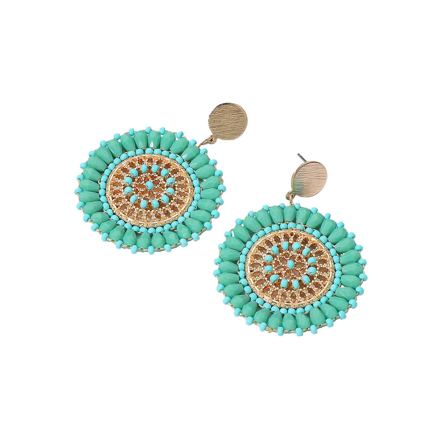Boho Peach Faceted Beaded Round Dangle Earrings