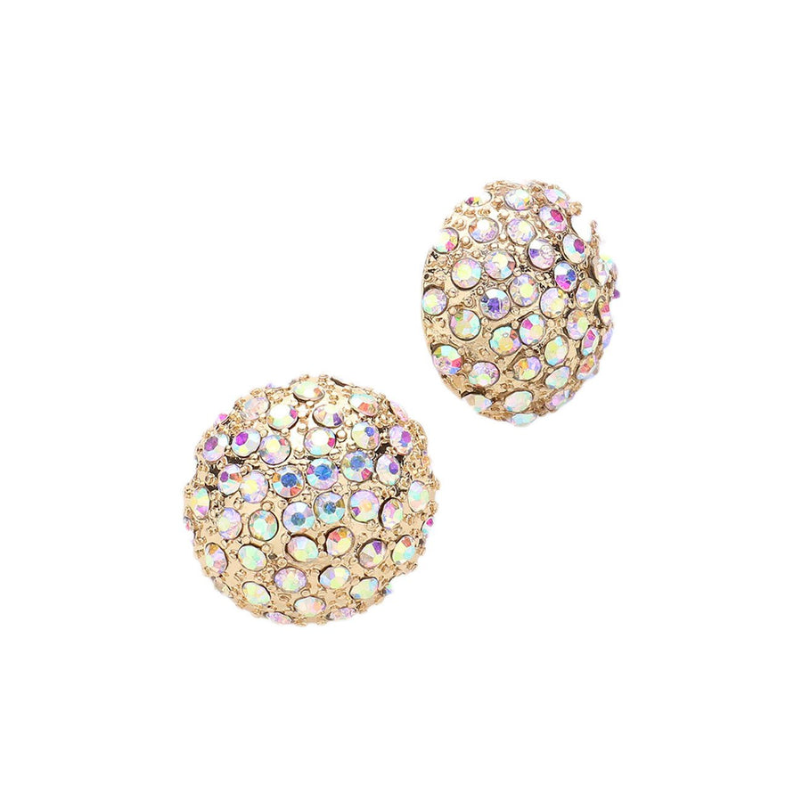 Embellished Multi Color Rhinestone Dome Stud Earrings