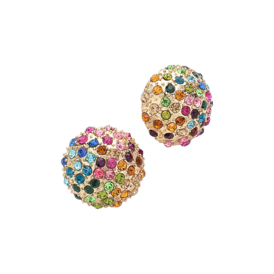 Embellished Multi Color Rhinestone Dome Stud Earrings