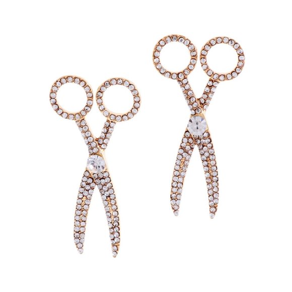 Sparkling Rhinestone Scissor Earrings