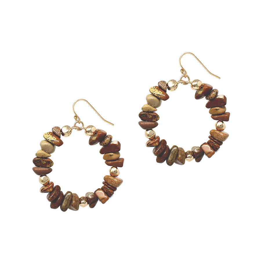 Turquoise Semi Precious Natural Stone Beaded Dangle Earrings