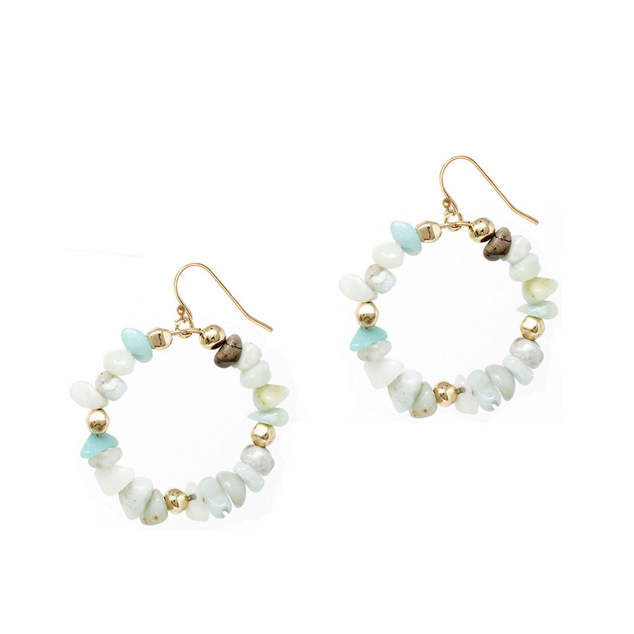 Turquoise Semi Precious Natural Stone Beaded Dangle Earrings