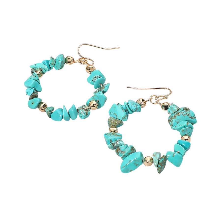 Turquoise Semi Precious Natural Stone Beaded Dangle Earrings