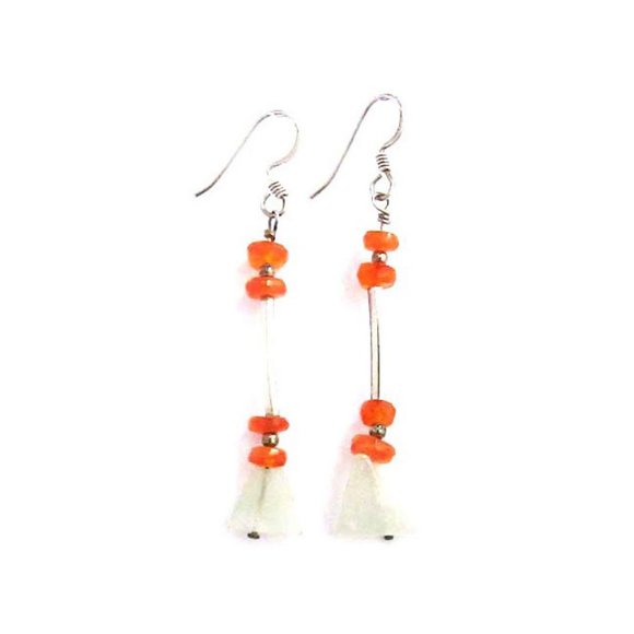 Genuine Precious Peridot And Garnet Silver Earrings