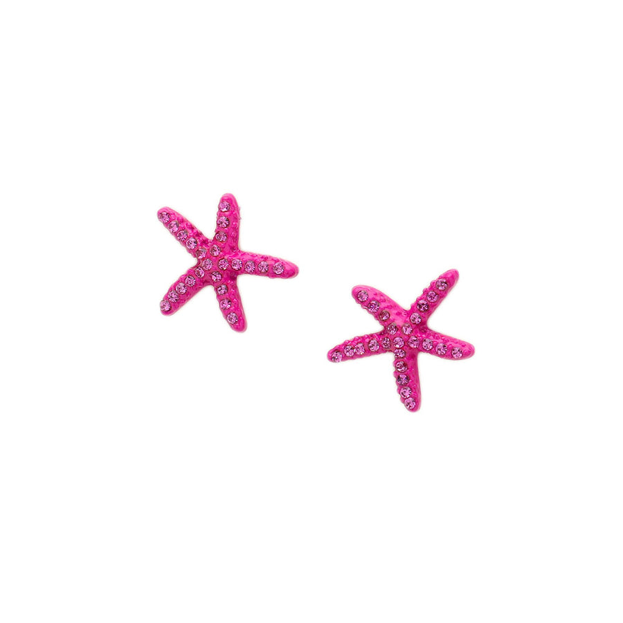 Aqua Crystal Starfish Stud Earrings