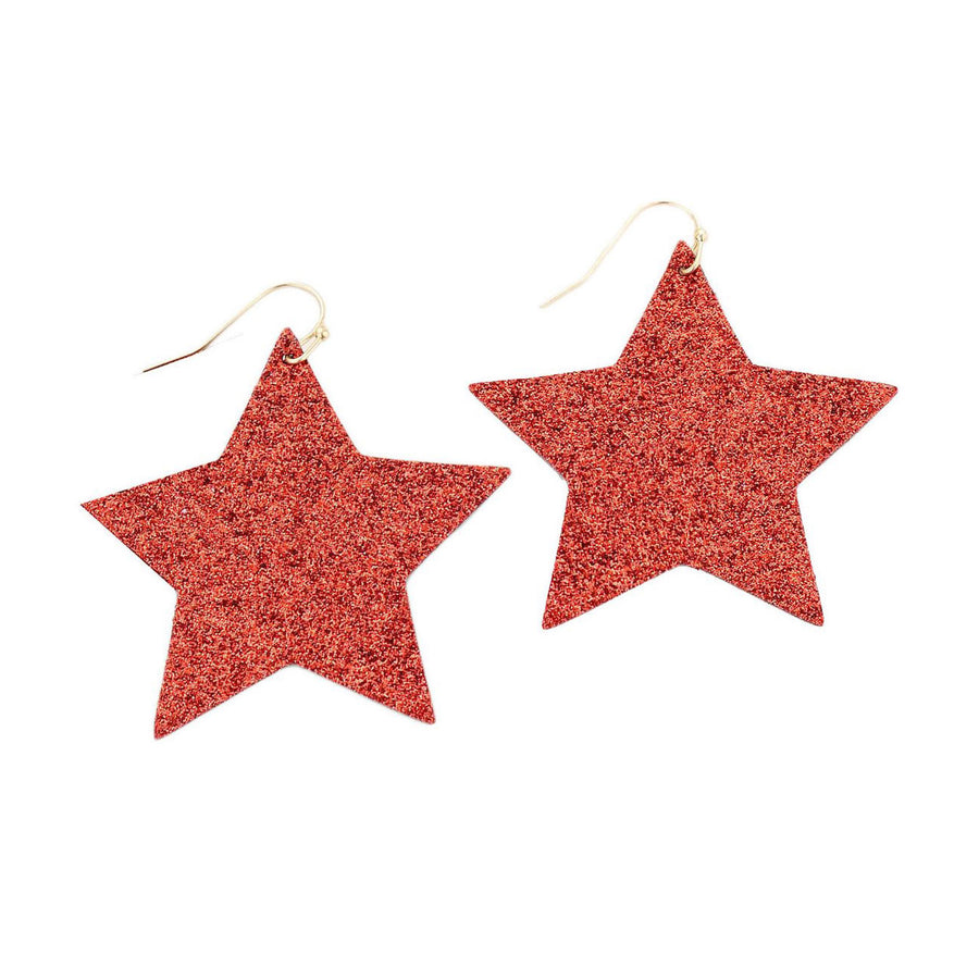 Glittering Gold Star Dangle Earrings