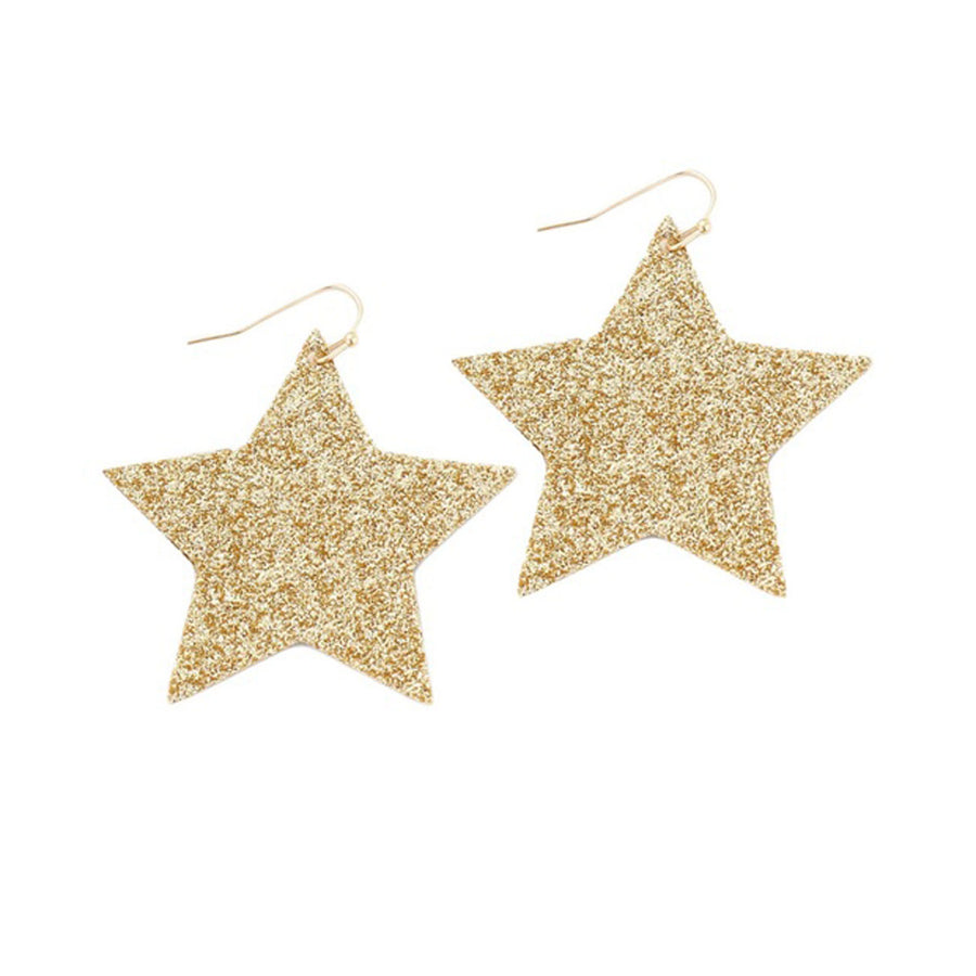 Glittering Gold Star Dangle Earrings