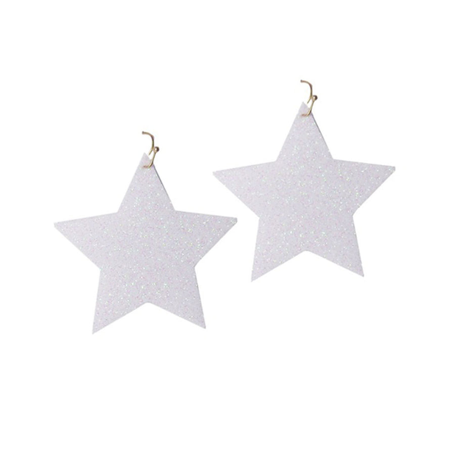 Glittering Gold Star Dangle Earrings