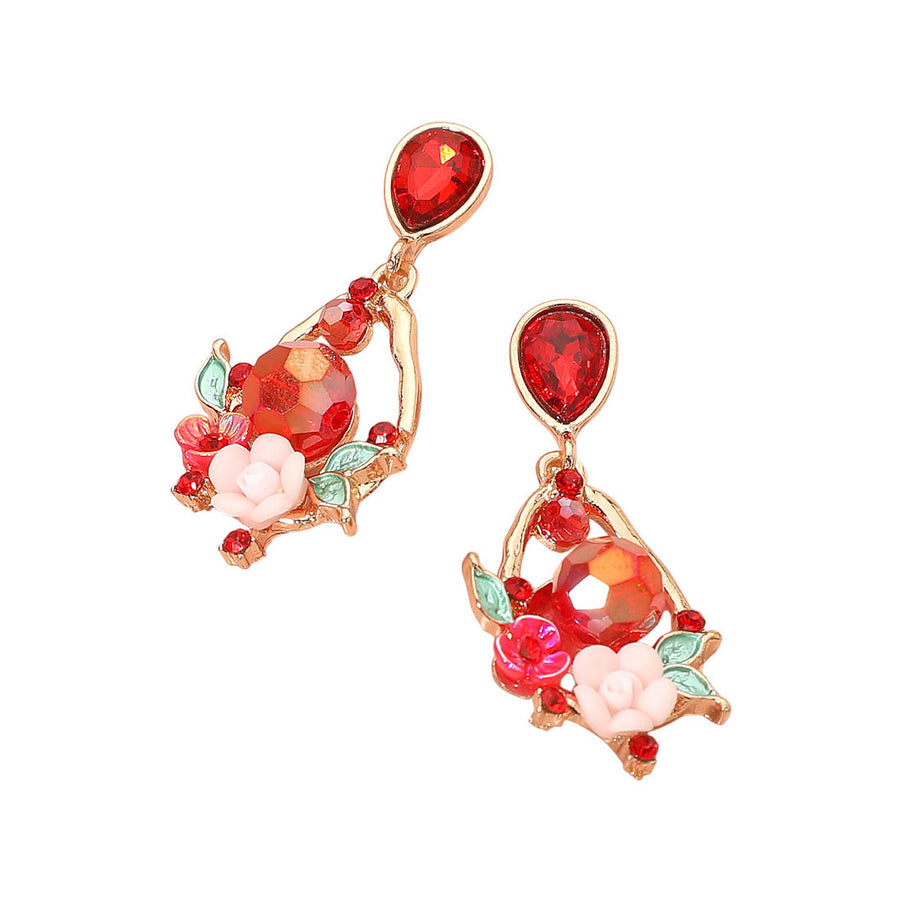 Romantic Gold Floral Dangle Earrings