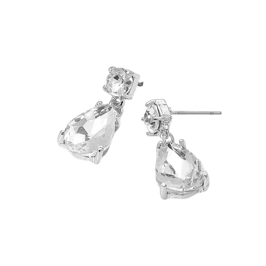 Emerald Teardrop Glass Stone Cluster Dangle Earrings