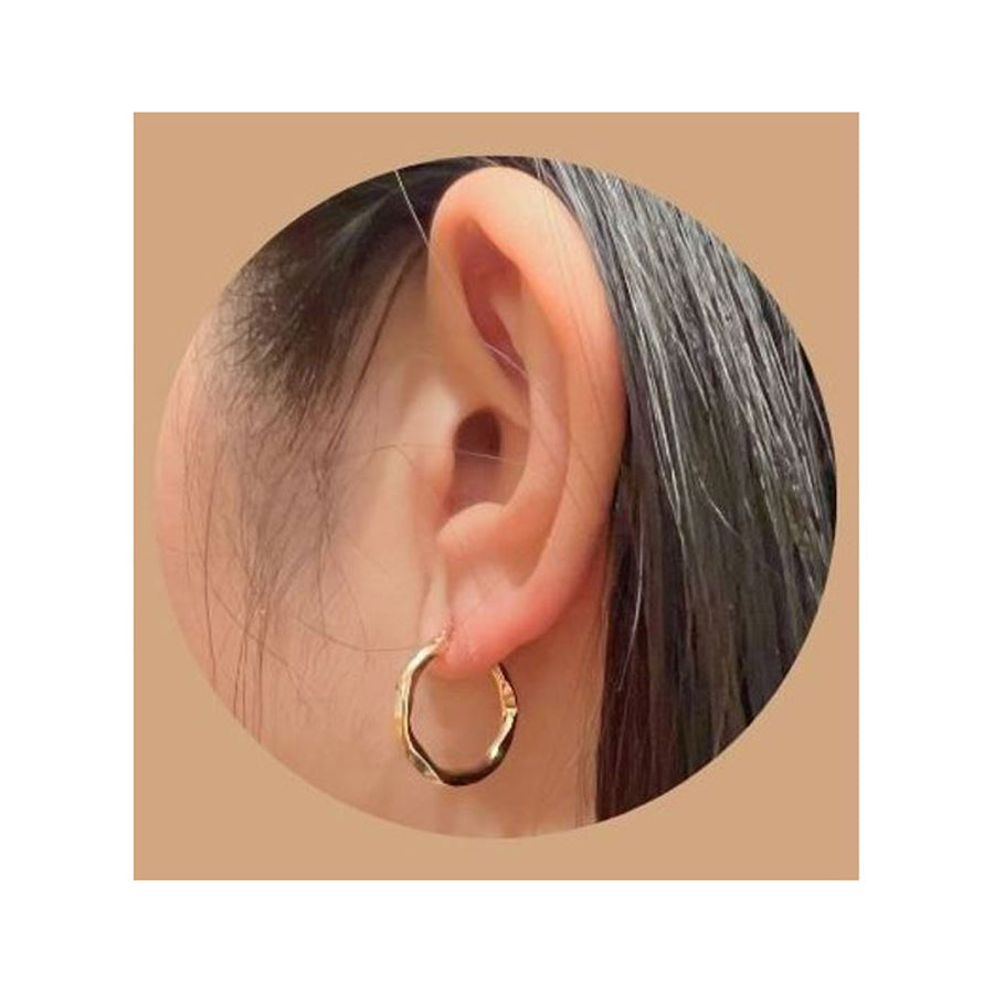 Gold Artistic Hoop Pin Catch Earrings