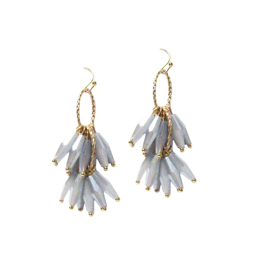 Stunning Silvery Gray Beaded Tassel Earrings