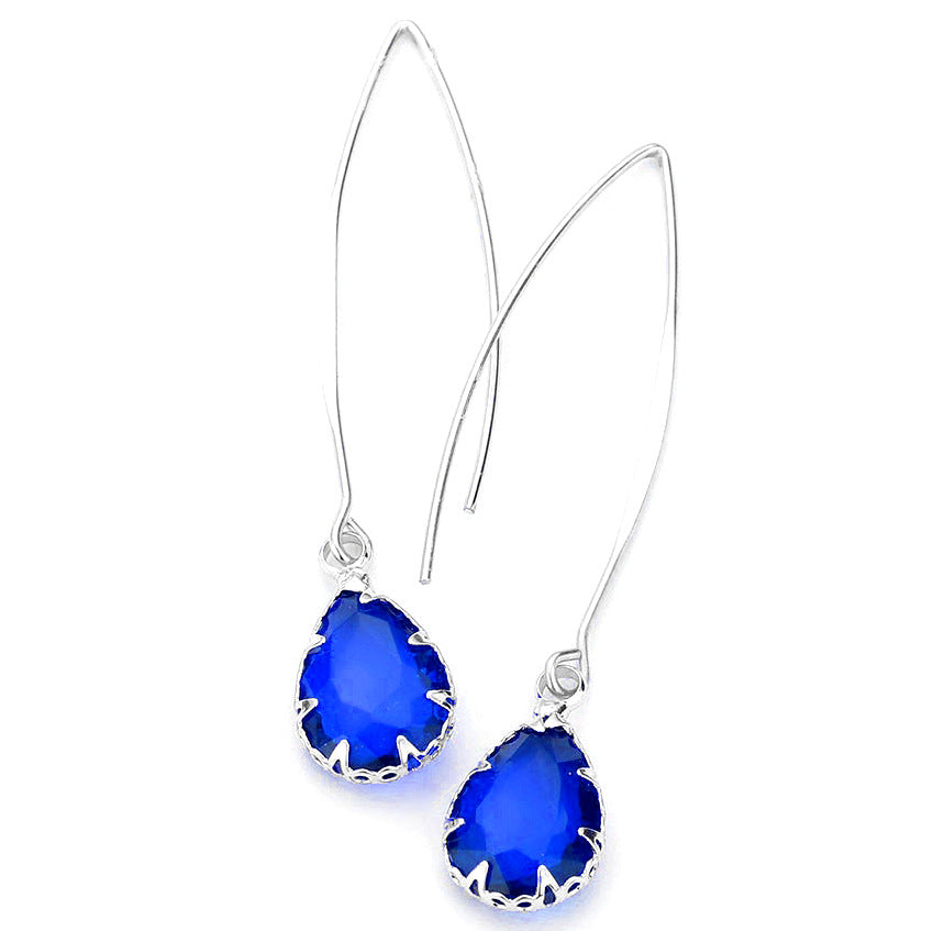 Cobalt Blue Teardrop Long Earrings