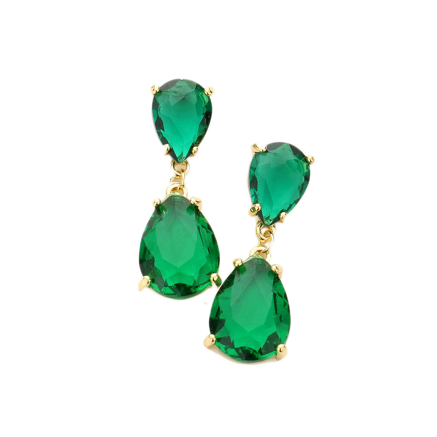 Blue Teardrop Link Dangle Evening Earrings