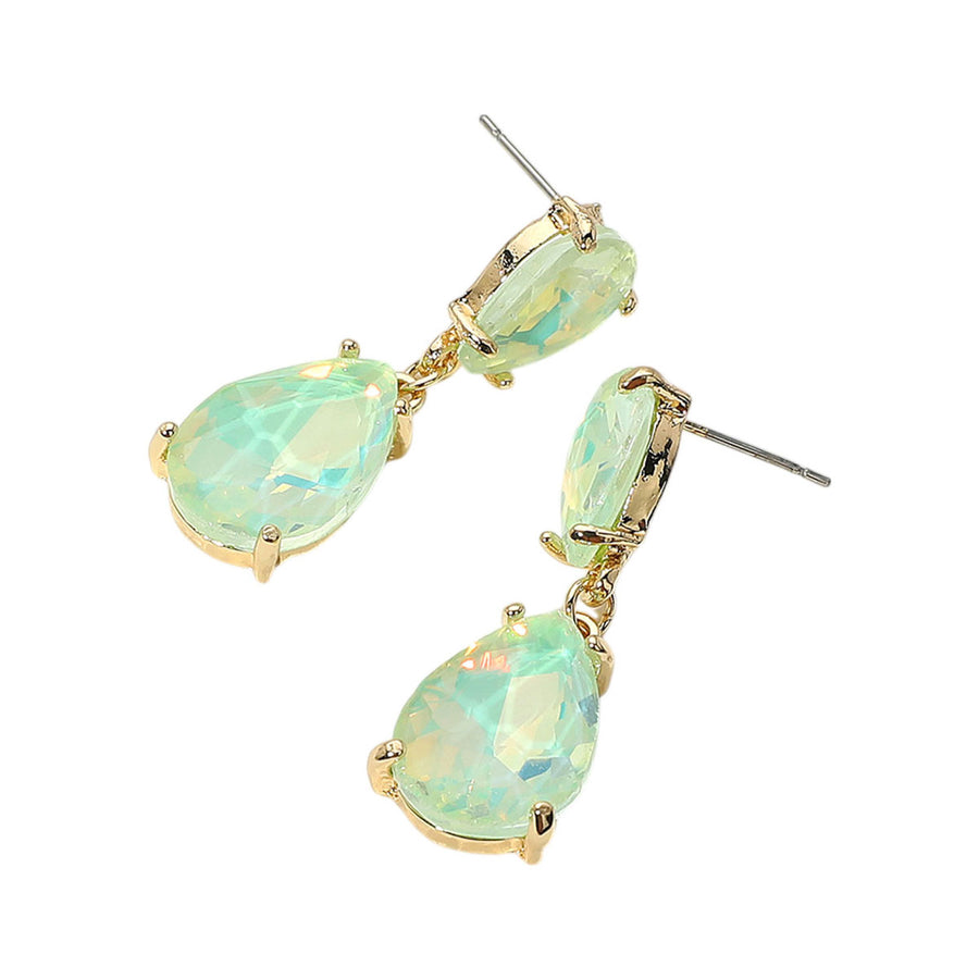Blue Teardrop Link Dangle Evening Earrings