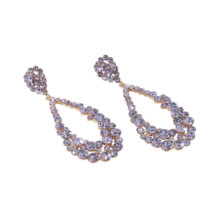 Aqua Crystal Bubble Cluster Teardrop Evening Earrings