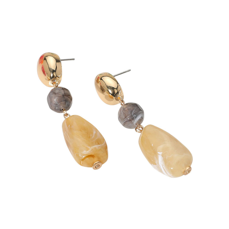 Green Marbled Resin Pebble Drop Earrings