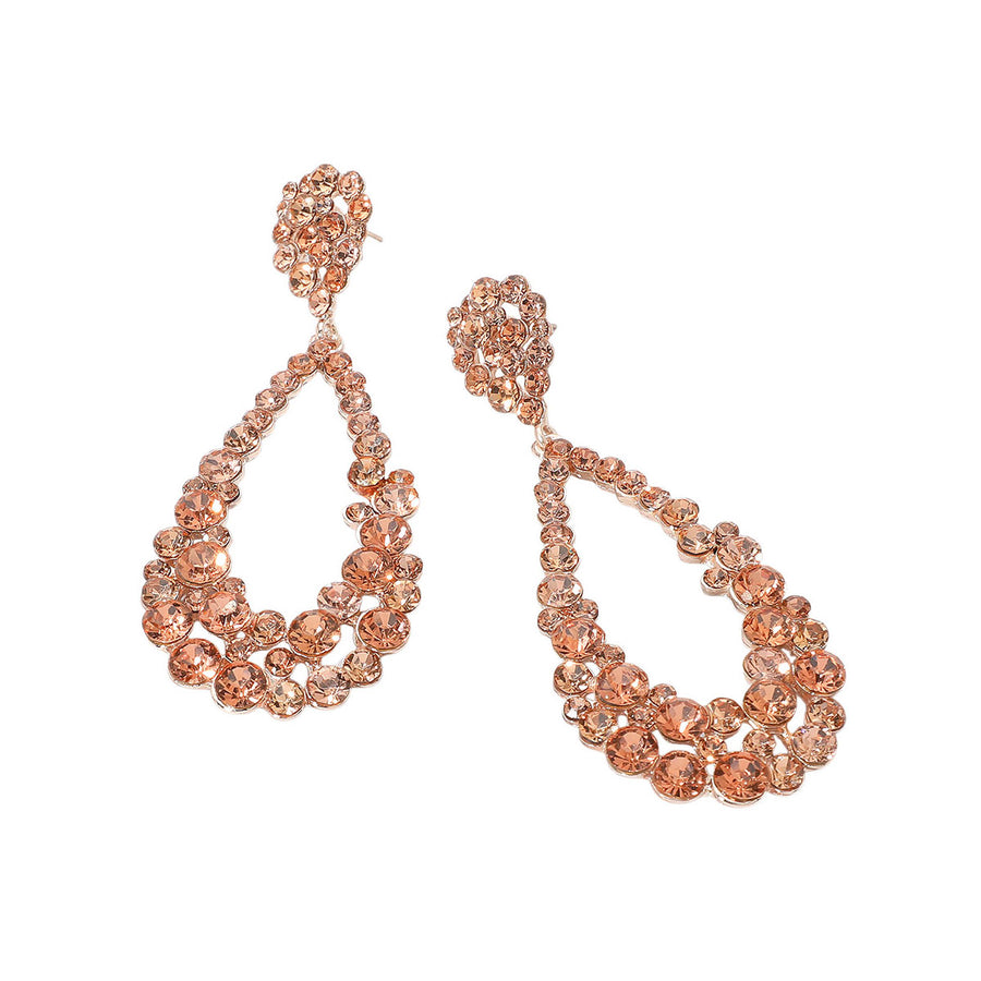 Aqua Crystal Bubble Cluster Teardrop Evening Earrings