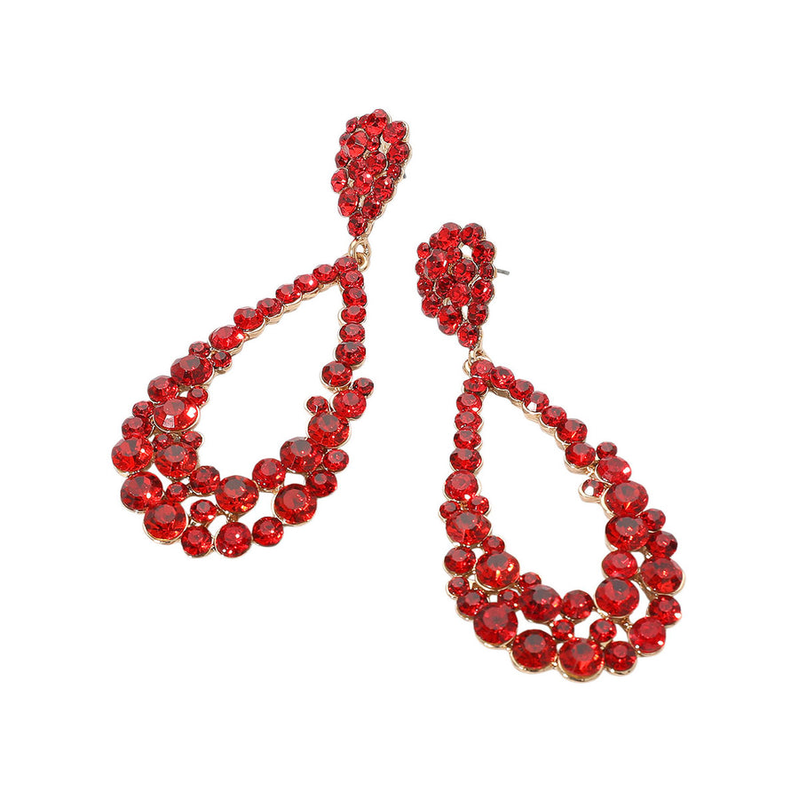 Aqua Crystal Bubble Cluster Teardrop Evening Earrings