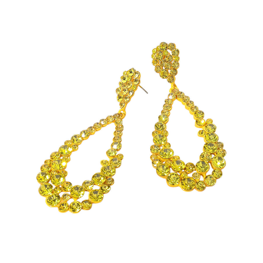 Aqua Crystal Bubble Cluster Teardrop Evening Earrings