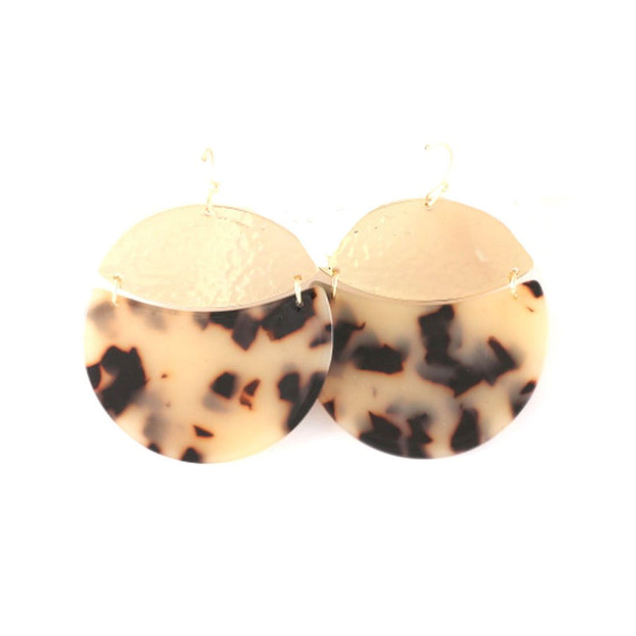 Stunning Tortoise Gold Disk Dangle Earrings