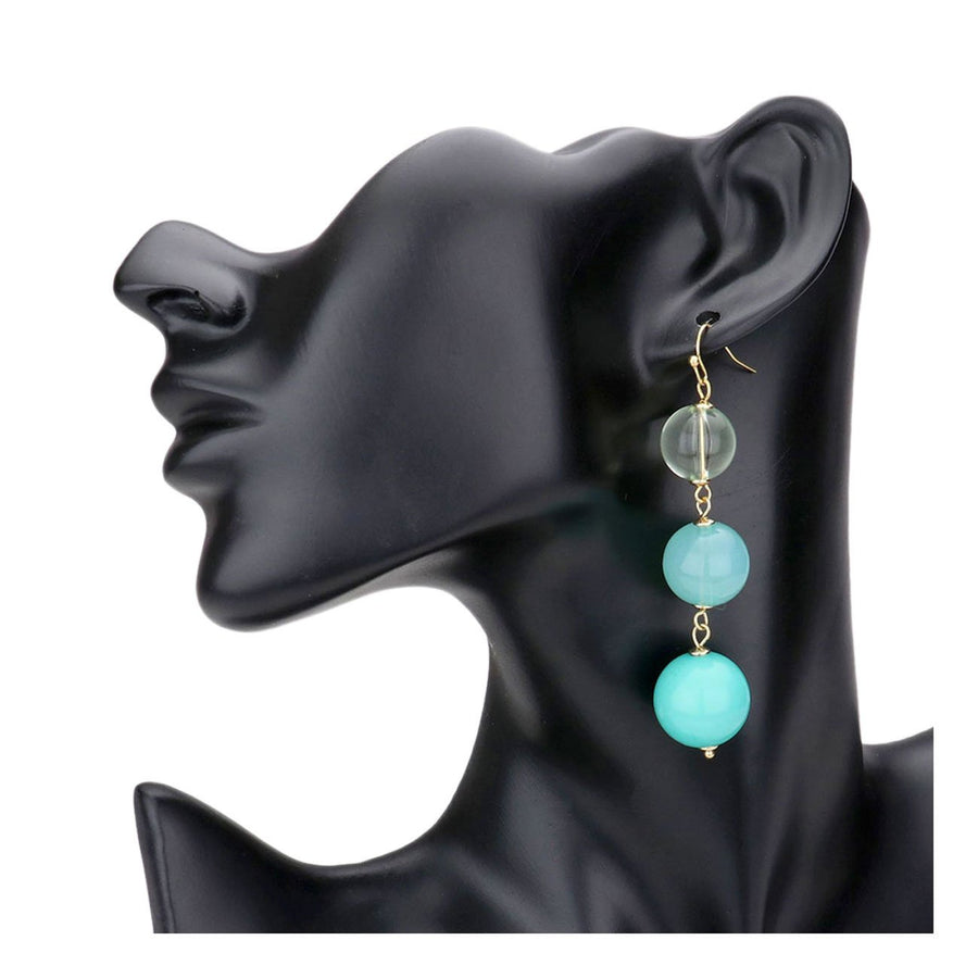 Triple Turquoise Ball Link Dangel Earrings