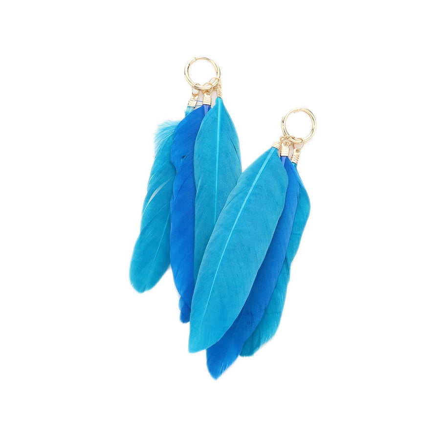 Delicate Triple Turquoise Feather Dangle Earrings