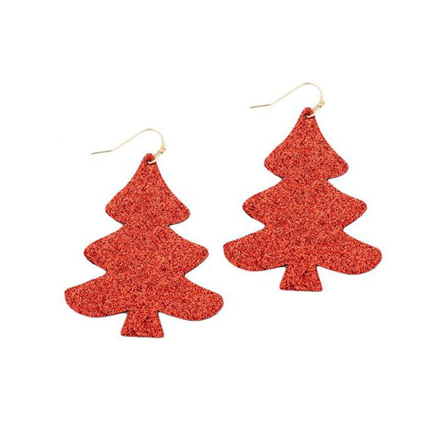 Red Christmas Tree Dangle Earrings