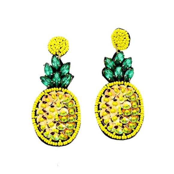 Embroidery Beaded Pineapple Earrings