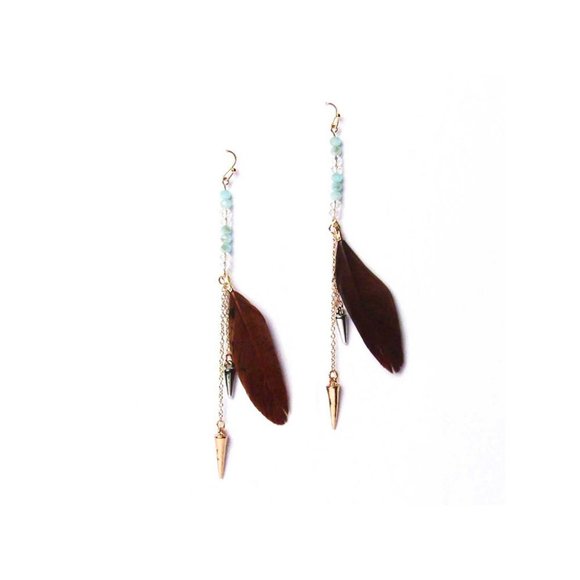 Aquamarine Feather Earrings