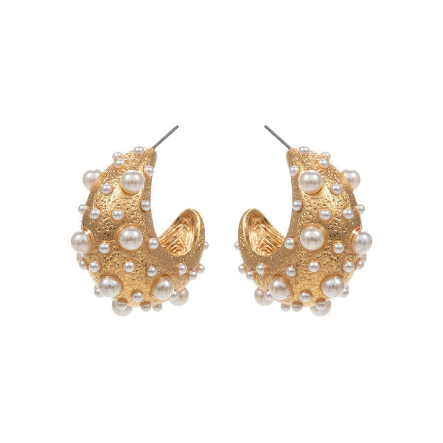 Glamorous Pearl Embellished Hoop Earrings