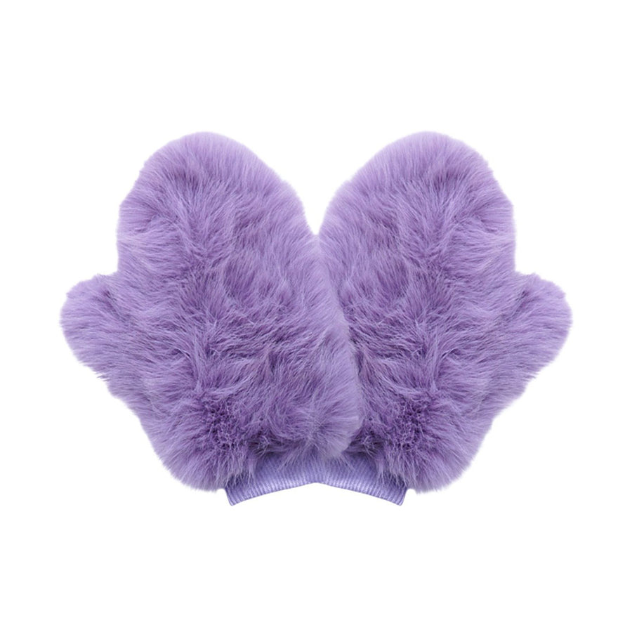 Burgundy Faux Fur Mitten Gloves