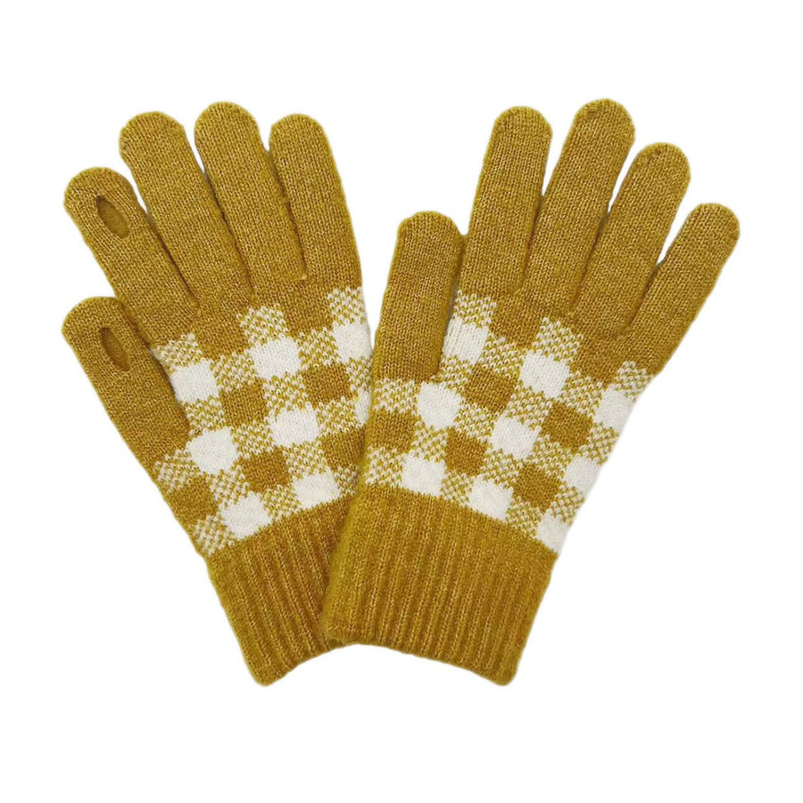Mustard Buffalo Check Smart Touch Gloves