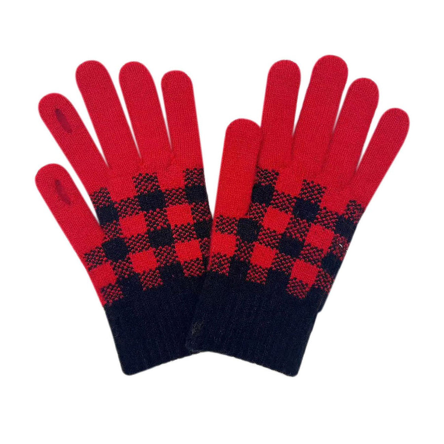 Mustard Buffalo Check Smart Touch Gloves